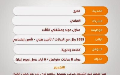 وظائف شركة المراعي في الخرج مناول مواد ومشغلي آلات –