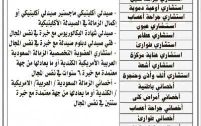 وظائف موسمية في الخدمات الطبية في وزارة الداخلية استشاريين  واخصائيين وصيادلة وفنيين الرواتب من 900-3000 ريال يومياً
