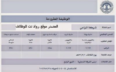 وظائف #مهندسين بكالوريوس هندسة ميكانيكيه راتب 10113 ومشرفي تبريد ومصففي ارفف ومساعدي مندوبين مبيعات التقديم غداً في الرياض