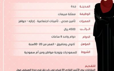 وظائف نسائيه في #جدة ممثلة مبيعت رواتب 4050 ريال