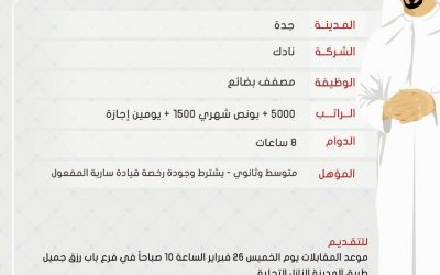 شركة نادك : وظائف في جدة مصفف بضائع رواتب 5000 ريال لحملة الكفاءة المتوسطة واعلى
