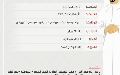 وظائف #مهندسين في #مكة المكرمة  #الليث ميكانيكا وكيميائي وكهربائي