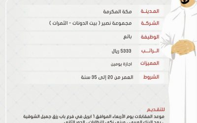 وظائف في #مكة بائعين في بيت الدونات رواتب 5333 ريال