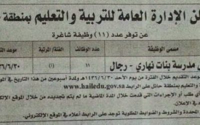 وظائف في #حائل حراس امن في مداس بنات على المرتبة أ