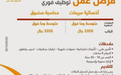 وظائف اخصائيات مبيعات ومحاسبة صندوق في #الطائف #مكة