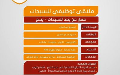 وظائف نسائيه في #ينبع تسويق عن بعد من المنزل