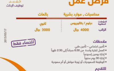 وظائف نسائية في #القصيم محاسبات وموارد بشرية وبائعلت