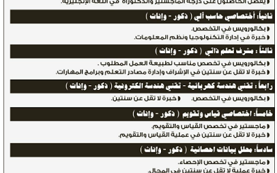 وظائف تعليمية منوعه معلمين ومعلمات ومهندسين وفنيين