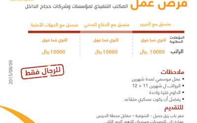 وظائف مؤقته في مكة ومنسقي مرور ودفاع مدني رواتب 5000 ريال