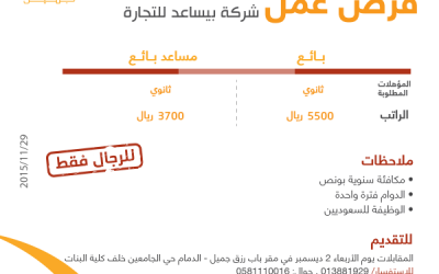 شركة بيساعد للتجارة وظائف بائع ومساعد بائع في الشرقية