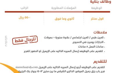 وظائف بنكيه كول سنتر في #الرياض رواتب 5500 ريال