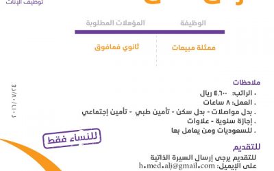 وظائف نسائية في #ينبع ممثلات مبيعات رواتب 4600 ريال