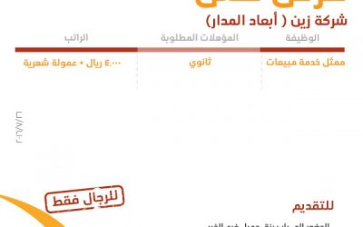 شركة زين ابعاد المدار وظائف خدمة مبيعات رواتب 4000 ريال وعمولات #الدمام #الخبر