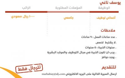 يوسف ناغي وظائف اخصائيين توظيف رواتب 10000 ريال في #جدة #الدمام #الرياض