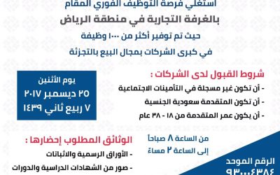 فعاليات التوظيف غرفة الرياض 1000 وظيفة نسائية مواعيد التقديم