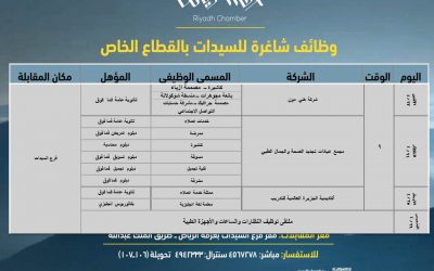 وظائف نسائية في غرفة الرياض لخريجات الثانوية والدبلوم