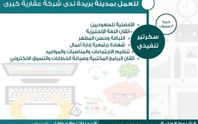 وظائف في القصيم مدير مشاريع ومدير إدارة وسكرتير