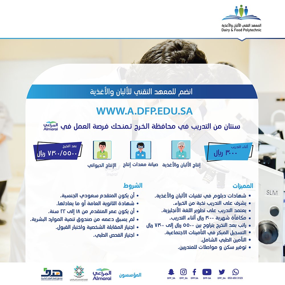 تدريب منتهي بالتوظيف في المعهد الفني للالبان