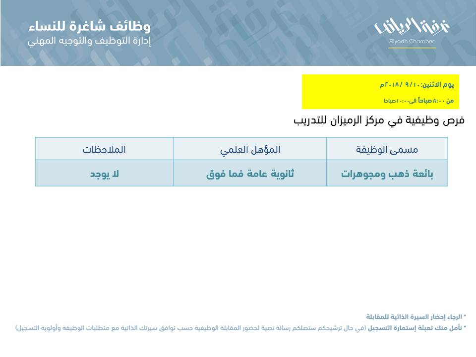 وظائف نسائية بائعات ذهب ومجوهرات في الرياض وظائف نسائية بائعات ذهب ومجوهرات في الرياض