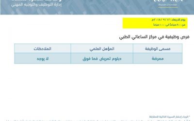 مركز الساعاتي الطبي وظائف نسائية تمريض