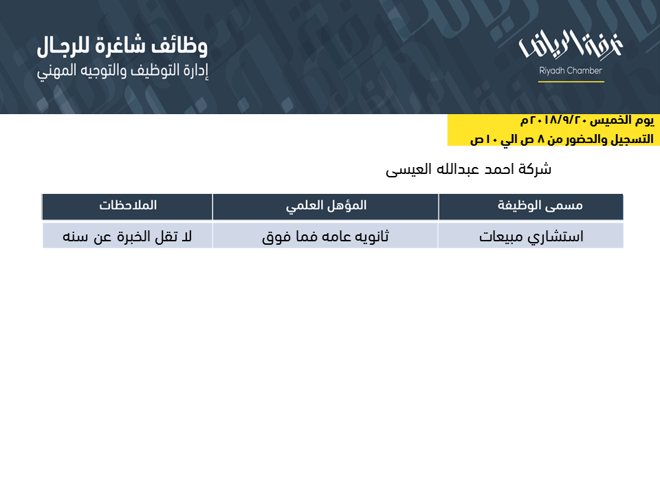 وظائف استشاريين مبيعات في شركة احمد العيسى