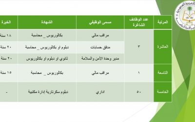 ديوان المراقبة وظائف بعدد 54 وظيفة من المرتبة 5 حتى 10