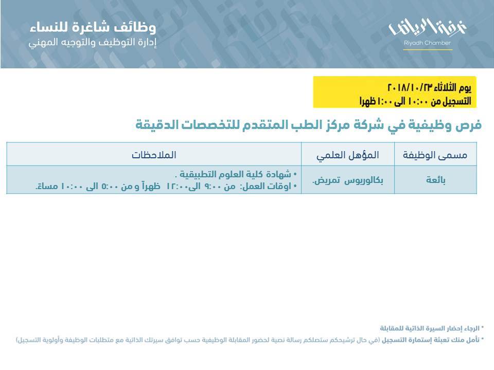 وظائف غرفة الرياض النسائية بأعداد كبيرة بالمسميات التالية