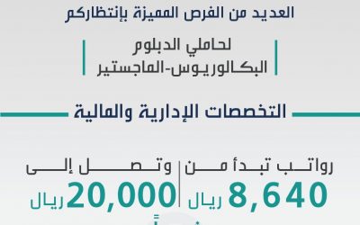 طاقات وظائف في التخصصات الإدارية والمالية والقانونية في كل المناطق