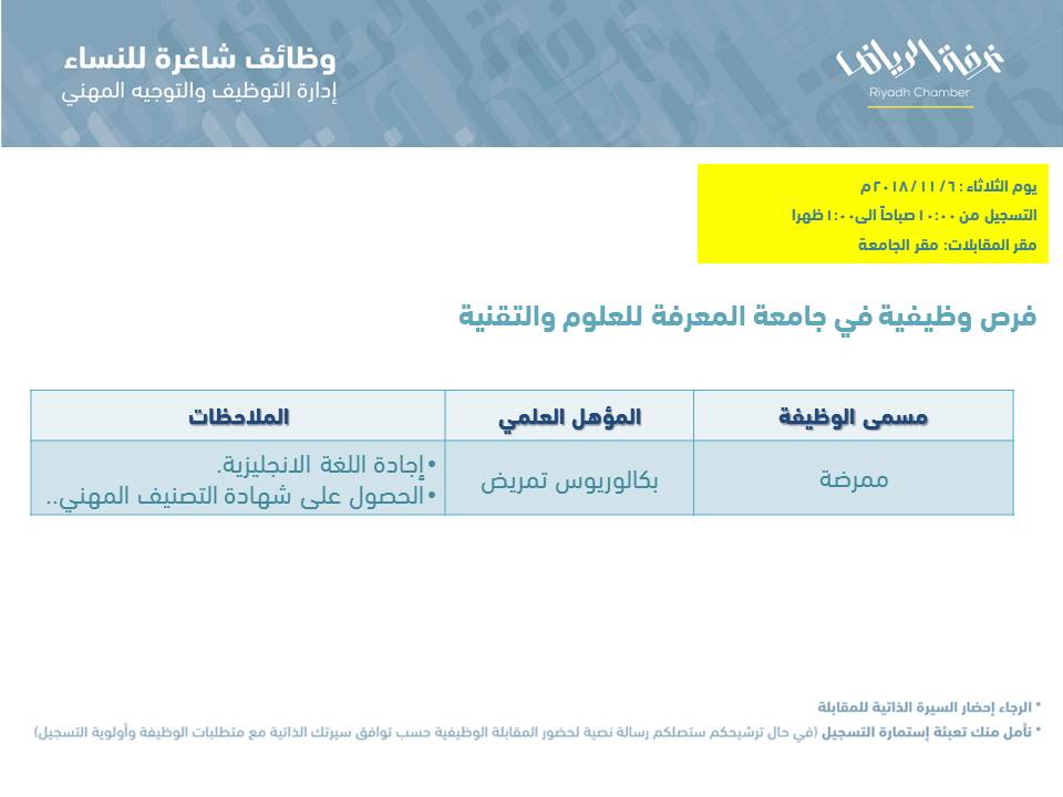 غرفة الرياض وظائف نسائية منوعة بمختلف المسميات غرفة الرياض وظائف نسائية منوعة بمختلف المسميات