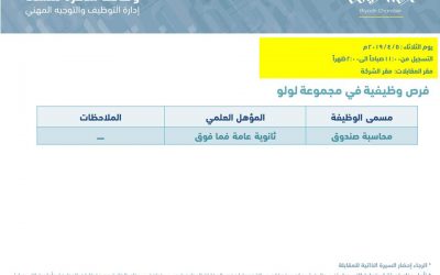 مجموعة لولو وظائف نسائية بمسمى محاسبة صندوق في الرياض