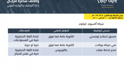 شركة اكسيوم تليكوم وظائف في الرياض منسق استلام ومدير خدمة عملاء وفنيين صيانة جوالات