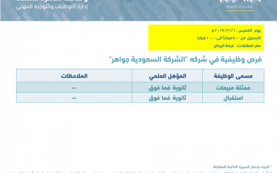 الشركة السعودية جواهر وظائف نسائية في الرياض