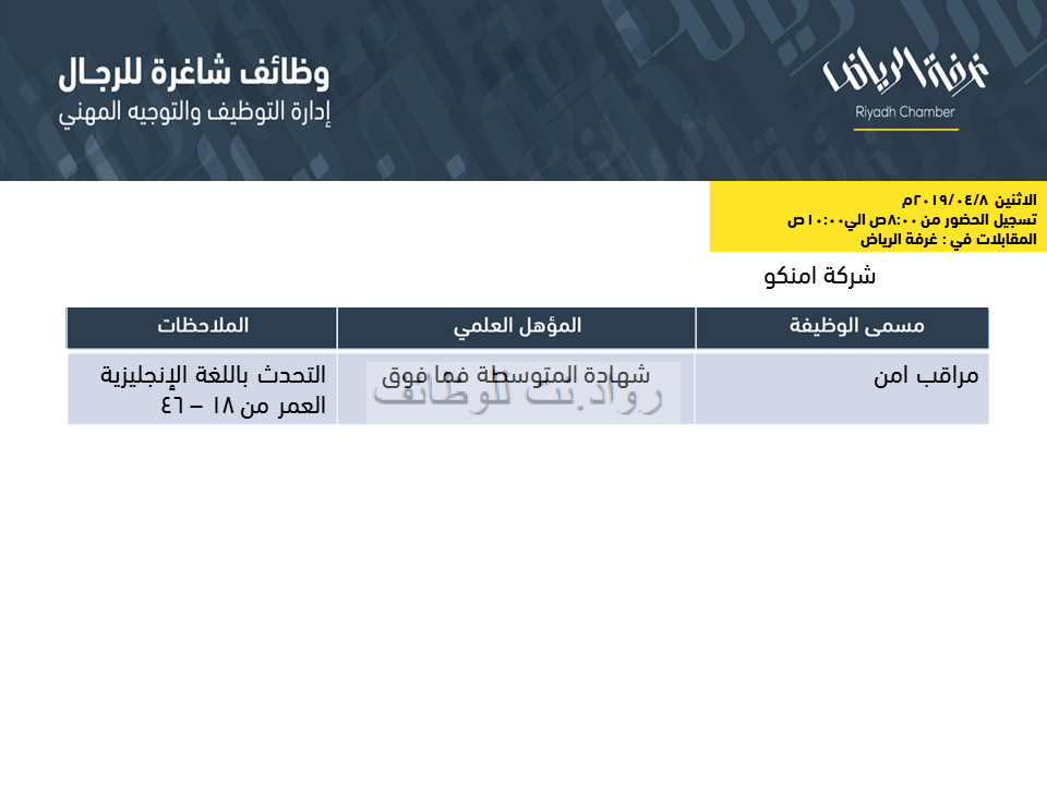 وظائف متعددة في اكثر من شركة في الرياض