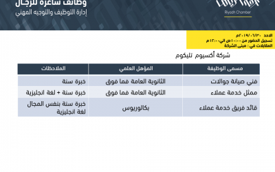شركة اكسيوم تليكوم وظائف لخريجي الثانوية والبكالوريوس