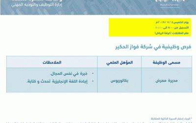 شركة فواز الحكير وظيفة مديرة معرض