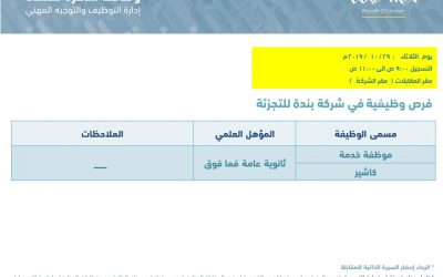 شركة بندة للتجزئة وظائف نسائية في الرياض خدمة عملاء وكاشيرات
