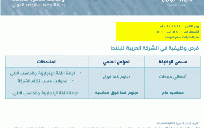 الشركة العربية للبلاط وظائف نسائية اخصائي مبيعات ومحاسبة عام