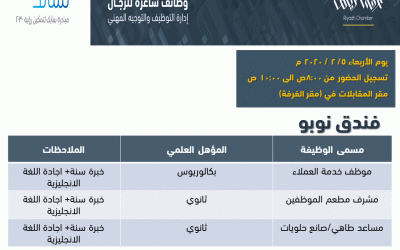 فندق نوبو وظائف خدمة عملاء ومشرف مطعم ومساعد