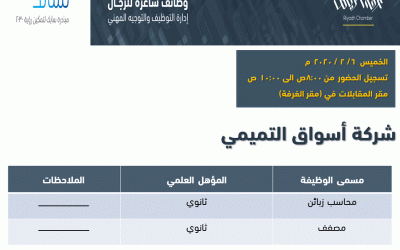 أسواق التميمي وظائف في الرياض محاسب زبائن ومصفف