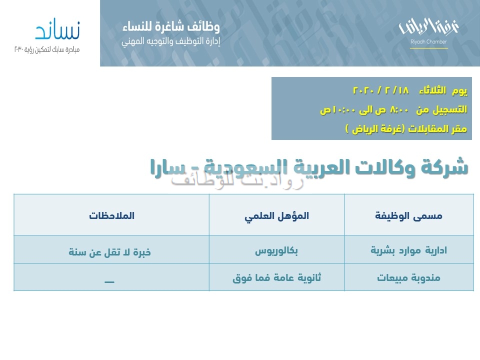 وظائف شركة وكالات العربية السعودية